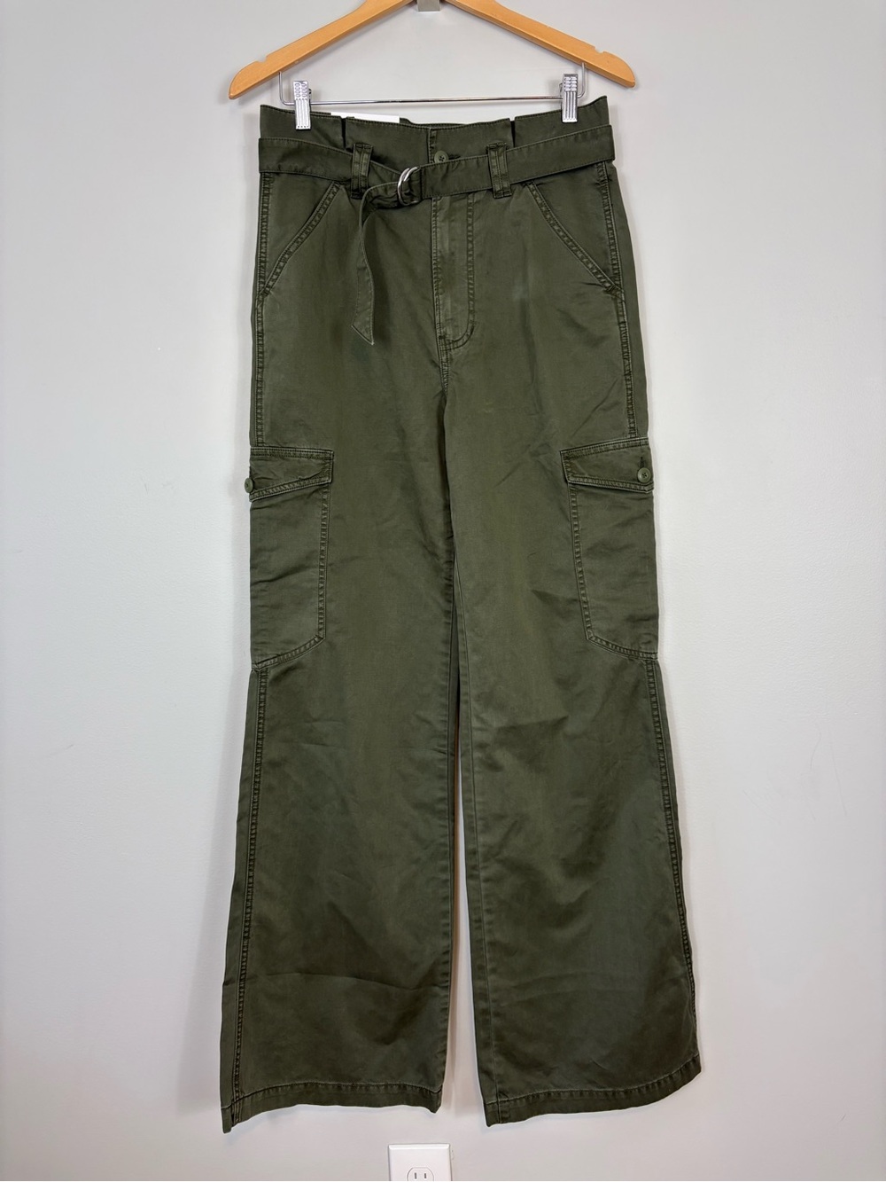 Veronica Beard Damara Cotton Wide-Leg Cargo Pants Sz 29 Cypress Green NWT - Picture 5 of 14